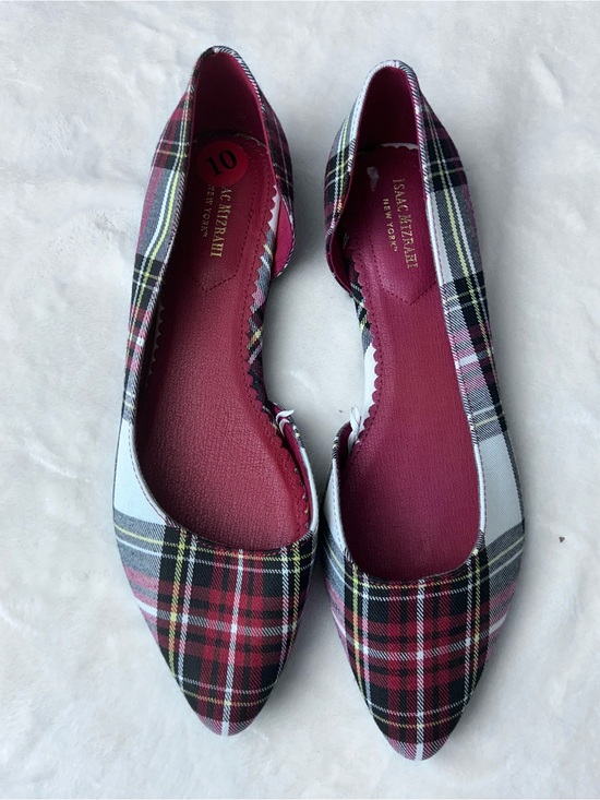 Isaac Mizrahi Shoes - Isaac Mizrahi Women’s Red Black White Plaid Pointed-Toe Flats Size 10